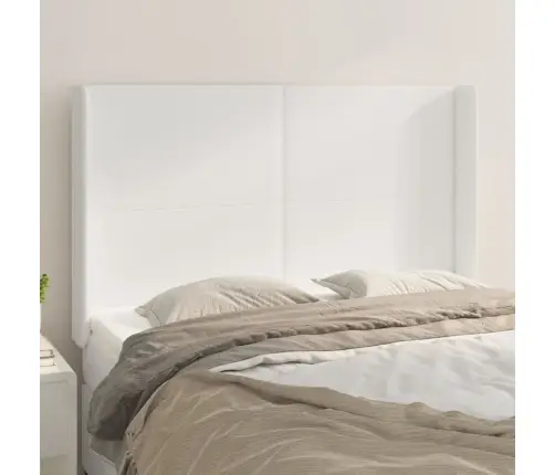 Galvgalis Ar Malām, 147X16X118/128 Cm, Balta Mākslīgā Āda Vidaxl