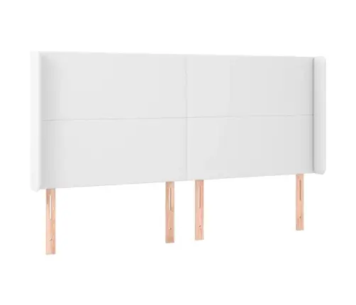 Galvgalis Ar Malām, 183X16X118/128 Cm, Balta Mākslīgā Āda Vidaxl