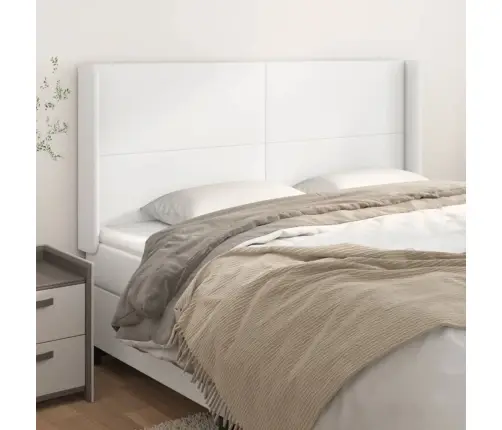 Galvgalis Ar Malām, 183X16X118/128 Cm, Balta Mākslīgā Āda Vidaxl