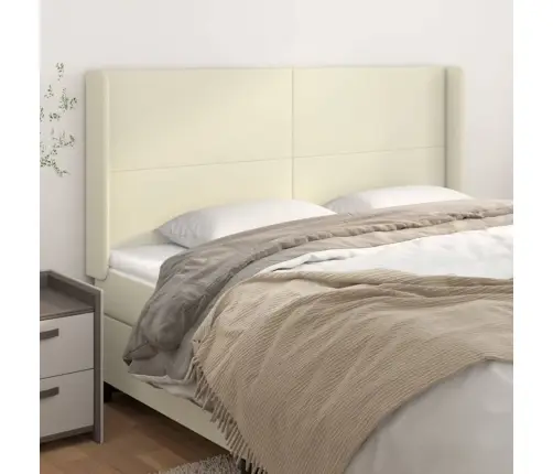 Galvgalis Ar Malām, 183X16X118/128 Cm, Krēmkrāsas Mākslīgā Āda Vidaxl