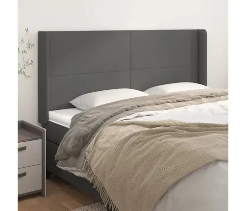 Galvūgalis Su Auselėmis, Pilkos, 183X16X118/128cm Dirbtinė Oda