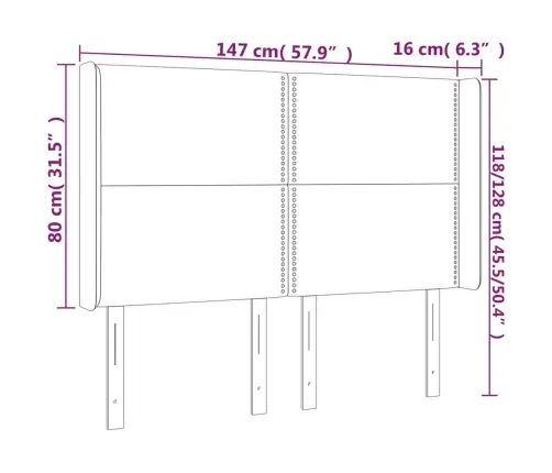 Galvūgalis Su Auselėmis, Rudas, 147X16X118/128cm Audinys Galvūgalis Su Auselėmis, Rudas, 147X16X118/128cm Audinys