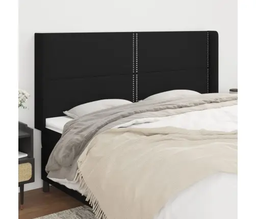 Galvgalis Ar Malām, 203X16X118/128 Cm, Melns Audums Vidaxl