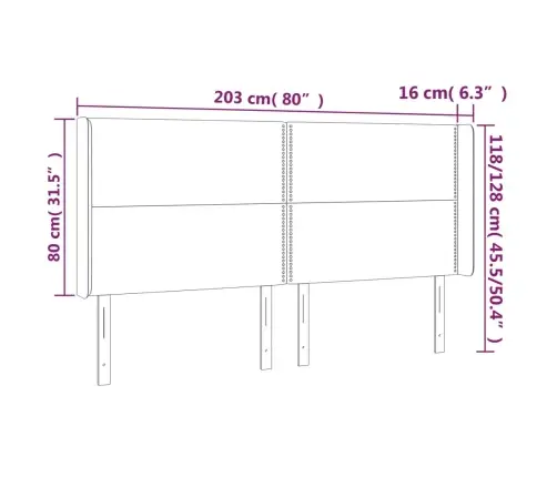Galvūgalis Su Auselėmis, Taupe, 203X16X118/128cm Audinys