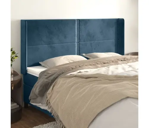 Galvgalis Ar Malām, Tumši Zils Samts, 163X16X118/128 Cm Vidaxl Galvgalis Ar Malām, Tumši Zils Samts, 163X16X118/128 Cm Vidaxl