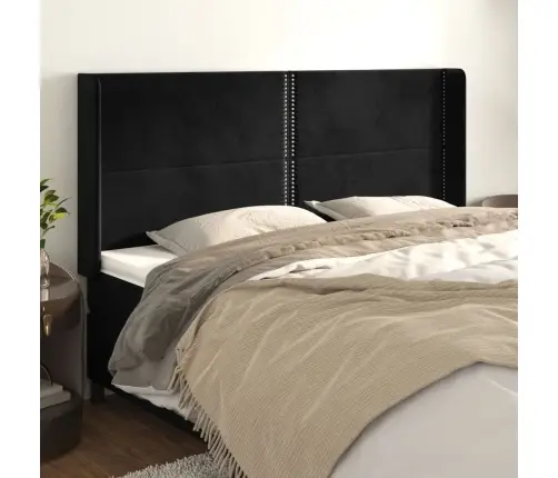Galvgalis Ar Malām, Melns Samts, 183X16X118/128 Cm Vidaxl