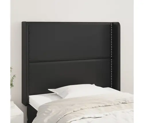 Galvūgalis Su Auselėmis, Juodas, 103X16X118/128cm Dirbtinė Oda