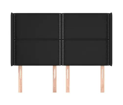 Galvūgalis Su Auselėmis, Juodas, 147X16X118/128cm Dirbtinė Oda