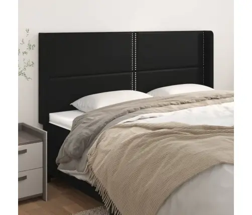 Galvūgalis Su Auselėmis, Juodas, 183X16X118/128cm Dirbtinė Oda