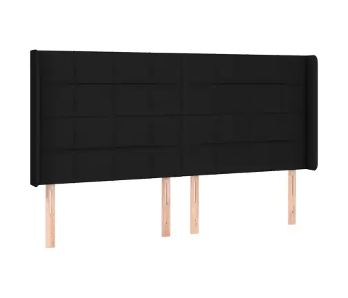 Galvgalis Ar Malām, 203X16X118/128 Cm, Melns Audums Vidaxl