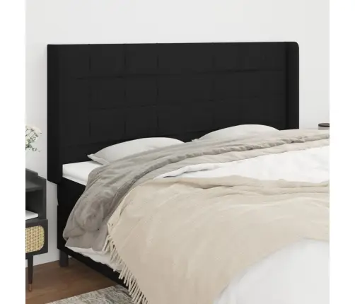 Galvgalis Ar Malām, 203X16X118/128 Cm, Melns Audums Vidaxl