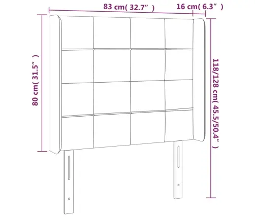Voodipeats Servadega, Helehall, 83X16X118/128 cm Samet