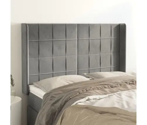 Galvūgalis Su Auselėmis, Pilkas, 147X16X118/128 cm Aksomas