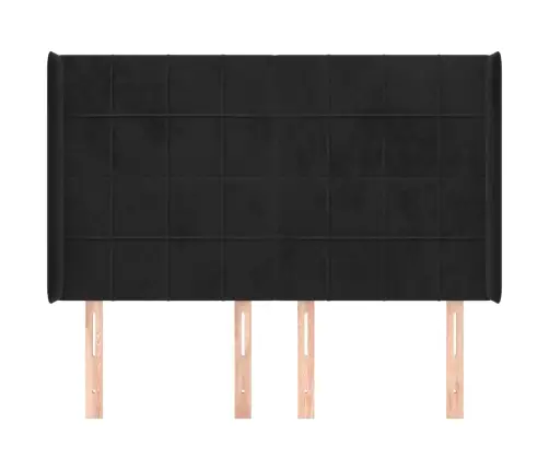 Voodipeats Servadega, Must, 147X16X118/128 cm Samet