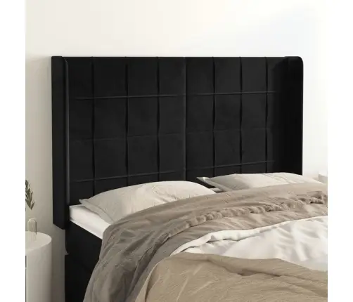 Voodipeats Servadega, Must, 147X16X118/128 cm Samet