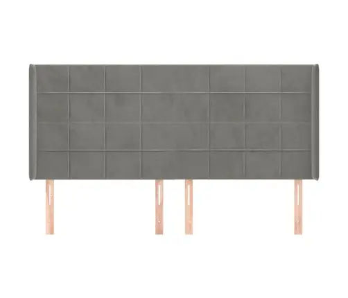 Galvūgalis Su Auselėmis, Pilkas, 163X16X118/128 cm Aksomas