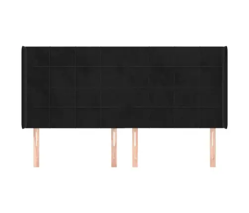 Galvūgalis Su Auselėmis, Juodas, 183X16X118/128cm Aksomas