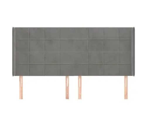 Galvūgalis Su Auselėmis, Pilkas, 203X16X118/128 cm Aksomas