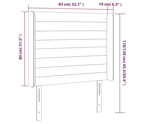 Galvgalis Ar Malām,83X16X118/128 Cm, Tumši Pelēks Audums Vidaxl Galvgalis Ar Malām,83X16X118/128 Cm, Tumši Pelēks Audums Vidaxl