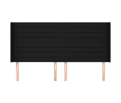 Galvūgalis Su Auselėmis, Juodas, 163X16X118/128cm Audinys