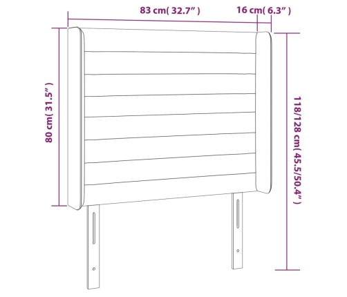 Galvgalis Ar Malām, Melns Samts, 83X16X118/128 Cm Vidaxl