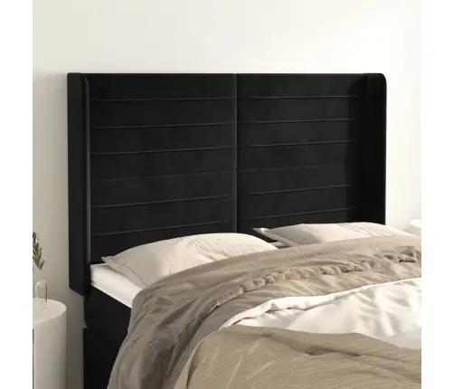 Galvgalis Ar Malām, Melns Samts, 147X16X118/128 Cm Vidaxl