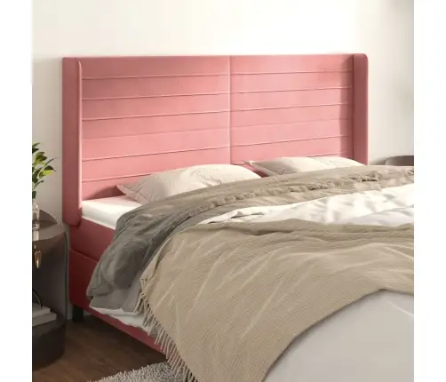 Galvgalis Ar Malām, Rozā Samts, 163X16X118/128 Cm Vidaxl