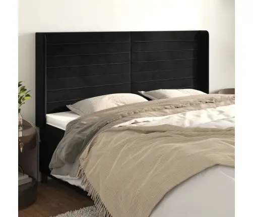 Voodipeats Servadega, Must, 183X16X118/128 cm Samet Voodipeats Servadega, Must, 183X16X118/128 cm Samet