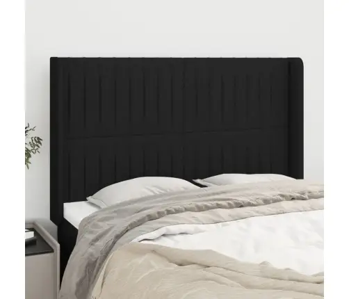 Galvūgalis Su Auselėmis, Juodas, 147X16X118/128cm Audinys