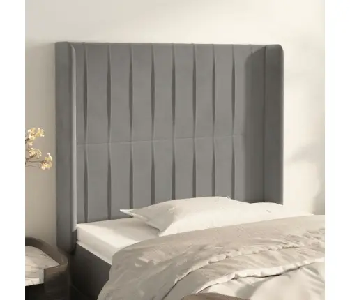 Galvūgalis Su Auselėmis, Pilkas, 103X16X118/128 cm Aksomas