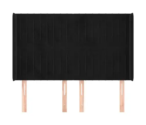 Voodipeats Servadega, Must, 147X16X118/128 cm Samet