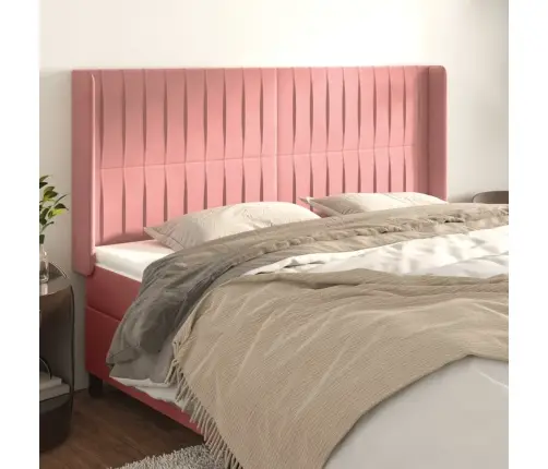 Galvgalis Ar Malām, Rozā Samts, 163X16X118/128 Cm Vidaxl