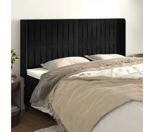 Galvgalis Ar Malām, Melns Samts, 183X16X118/128 Cm Vidaxl