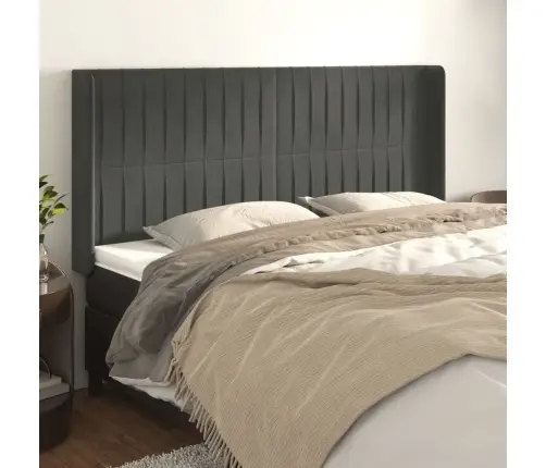 Galvūgalis Su Auselėmis,Tamsiai Pilkos,203X16X118/128cmAksomas