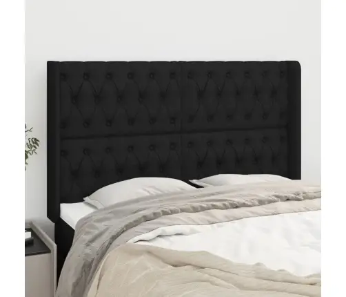 Voodipeats Servadega, Must, 163X16X118/128 cm Kangas