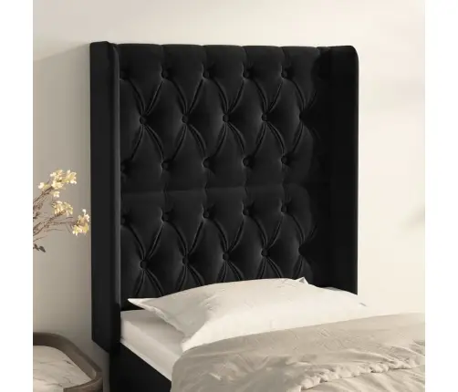 Galvgalis Ar Malām, Melns Samts, 83X16X118/128 Cm Vidaxl