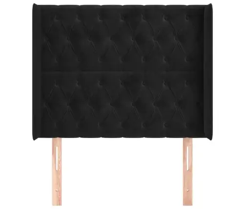 Galvūgalis Su Auselėmis, Juodas, 93X16X118/128cm Aksomas Galvūgalis Su Auselėmis, Juodas, 93X16X118/128cm Aksomas