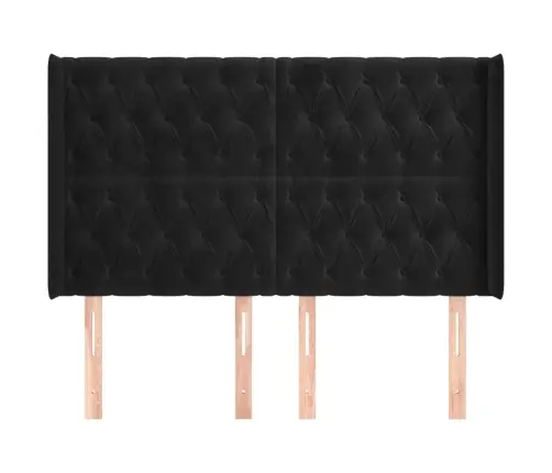 Voodipeats Servadega, Must, 147X16X118/128 cm Samet