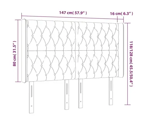 Voodipeats Servadega, Tumeroheline, 147X16X118/128 cm Samet Voodipeats Servadega, Tumeroheline, 147X16X118/128 cm Samet