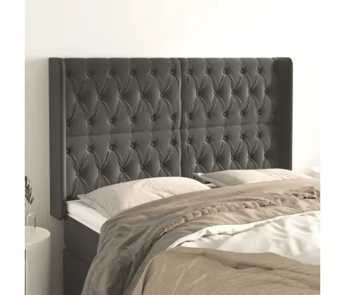 Galvgalis Ar Malām, Tumši Pelēks Samts, 163X16X118/128 Cm Vidaxl