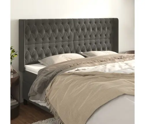 Galvgalis Ar Malām, Tumši Pelēks Samts, 183X16X118/128 Cm Vidaxl Galvgalis Ar Malām, Tumši Pelēks Samts, 183X16X118/128 Cm Vidaxl