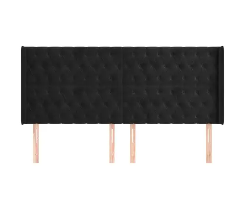 Galvgalis Ar Malām, Melns Samts, 183X16X118/128 Cm Vidaxl