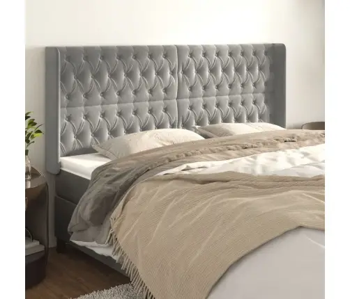 Galvgalis Ar Malām, Gaiši Pelēks Samts, 203X16X118/128 Cm Vidaxl