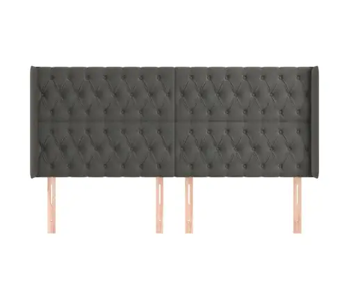 Galvūgalis Su Auselėmis,Tamsiai Pilkos,203X16X118/128cmAksomas