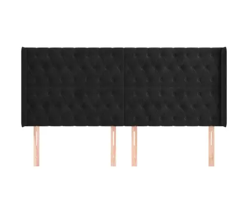 Galvgalis Ar Malām, Melns Samts, 203X16X118/128 Cm Vidaxl