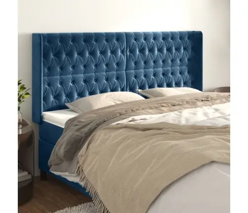 Galvgalis Ar Malām, Tumši Zils Samts, 203X16X118/128 Cm Vidaxl