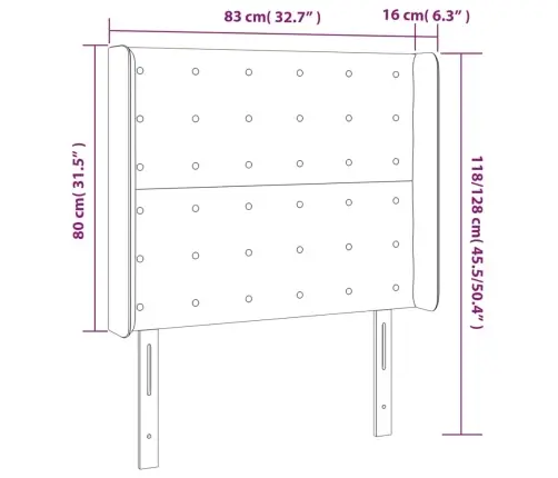 Galvgalis Ar Malām, 83X16X118/128M, Pelēkbrūns Audums Vidaxl