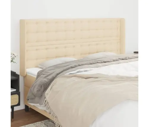 Galvgalis Ar Malām, 183X16X118/128 Cm, Krēmkrāsas Audums Vidaxl