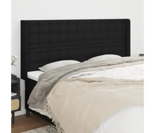 Galvgalis Ar Malām, 203X16X118/128 Cm, Melns Audums Vidaxl Galvgalis Ar Malām, 203X16X118/128 Cm, Melns Audums Vidaxl