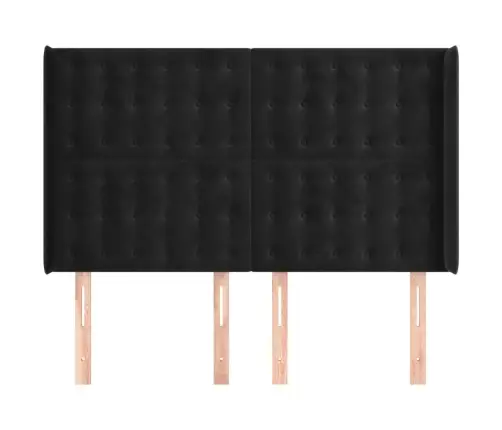 Galvūgalis Su Auselėmis, Juodos, 147X16X118/128cm Aksomas